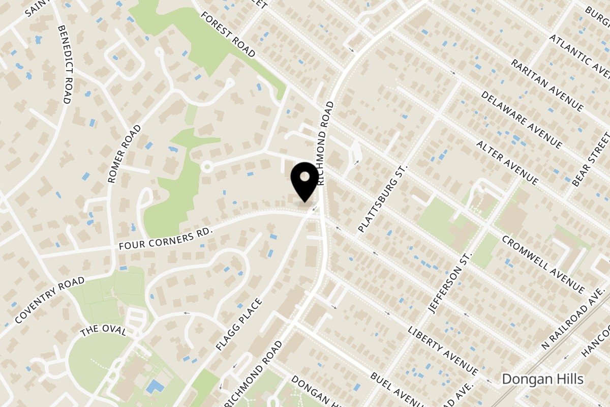 Map showing the location of Ralph's Sports Bar on 1571 Richmond Rd in Staten Island